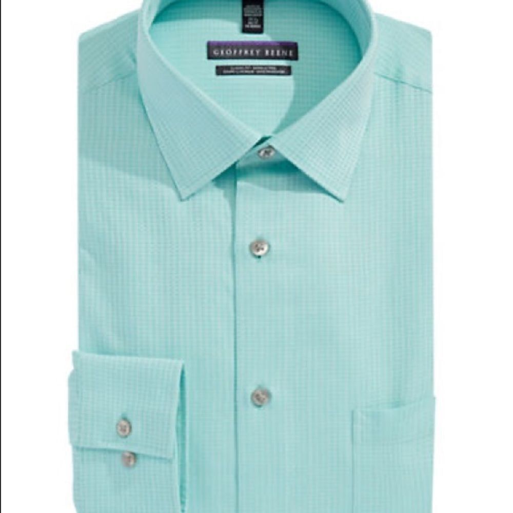 Geoffrey Beene Dobby Dress Shirt-teal-15.5-34/35
